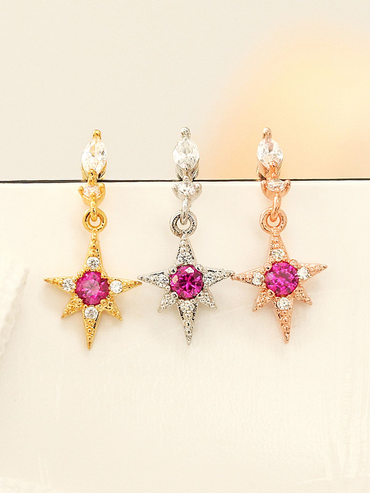 미니멀피어싱(MINIMALPIERCING) 루비 스텔라 드롭 써지컬 라블렛 피어싱