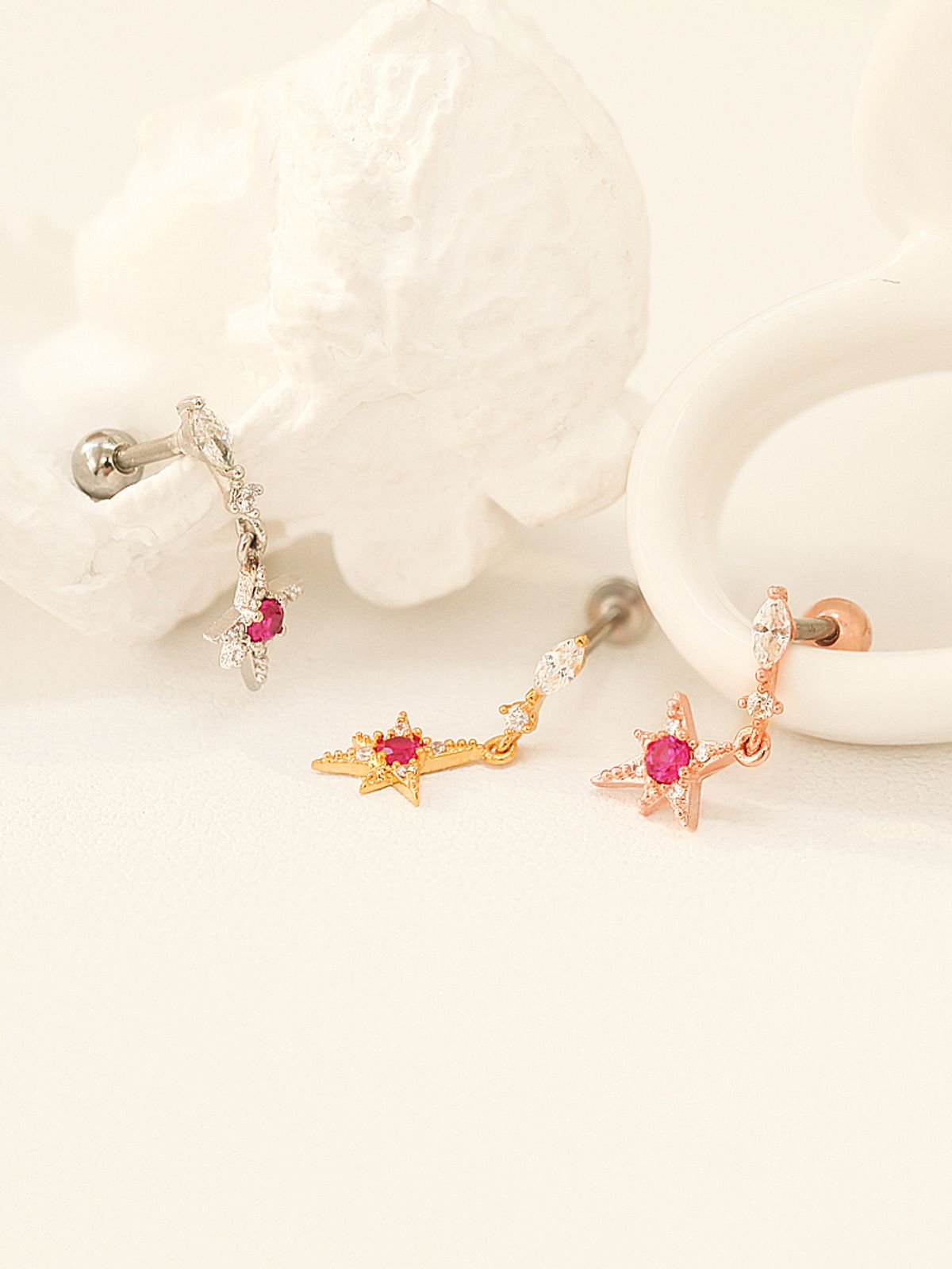 미니멀피어싱(MINIMALPIERCING) 루비 스텔라 드롭 써지컬 라블렛 피어싱