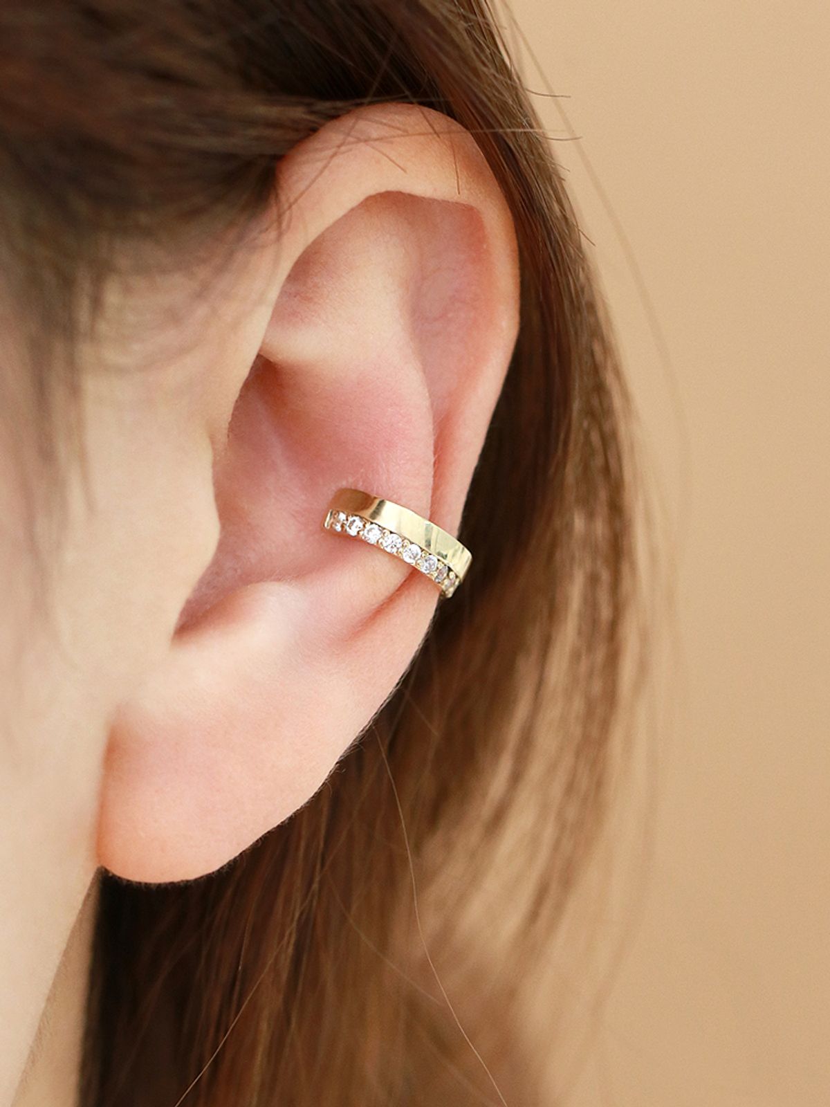 미니멀피어싱(MINIMALPIERCING) 14K 두줄 이너컨츠 이어커프 링 귀걸이