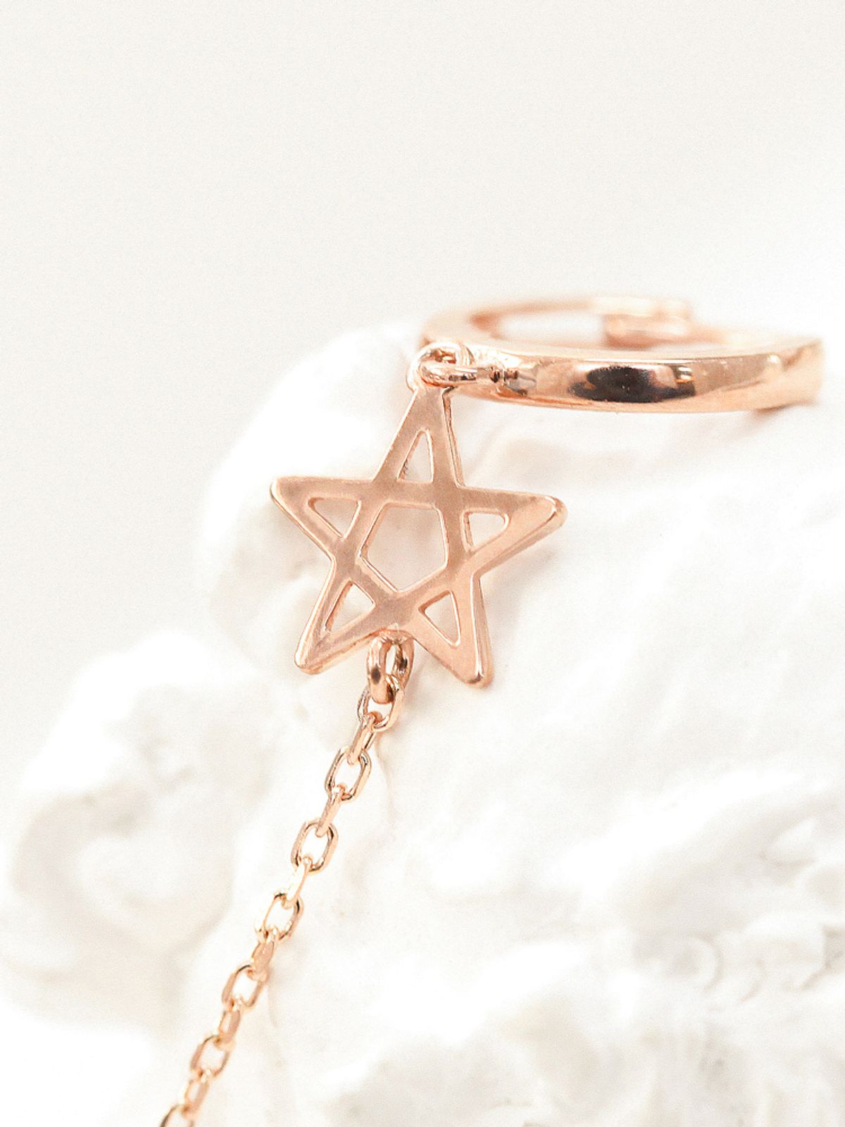 미니멀피어싱(MINIMALPIERCING) 14K 별 롱 드롭 레이어드 링 귀걸이