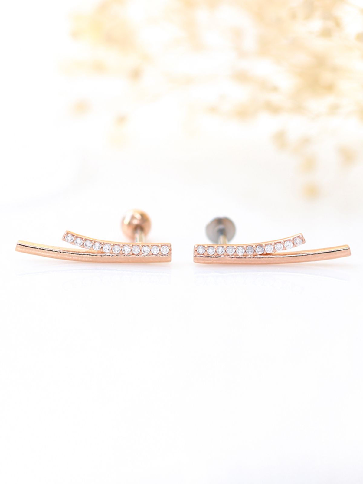 미니멀피어싱(MINIMALPIERCING) 두줄 커브 큐빅 써지컬 라블렛 피어싱