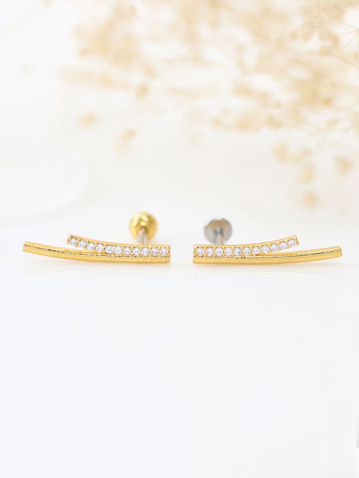 미니멀피어싱(MINIMALPIERCING) 두줄 커브 큐빅 써지컬 라블렛 피어싱