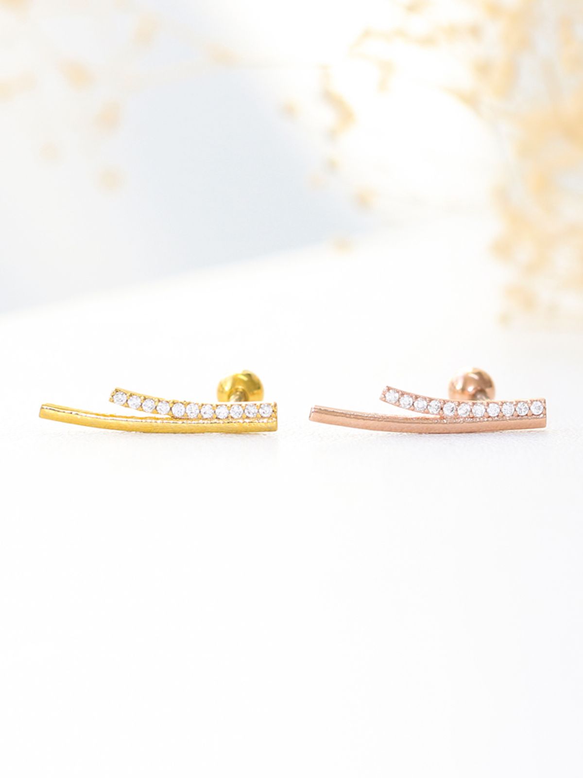 미니멀피어싱(MINIMALPIERCING) 두줄 커브 큐빅 써지컬 라블렛 피어싱