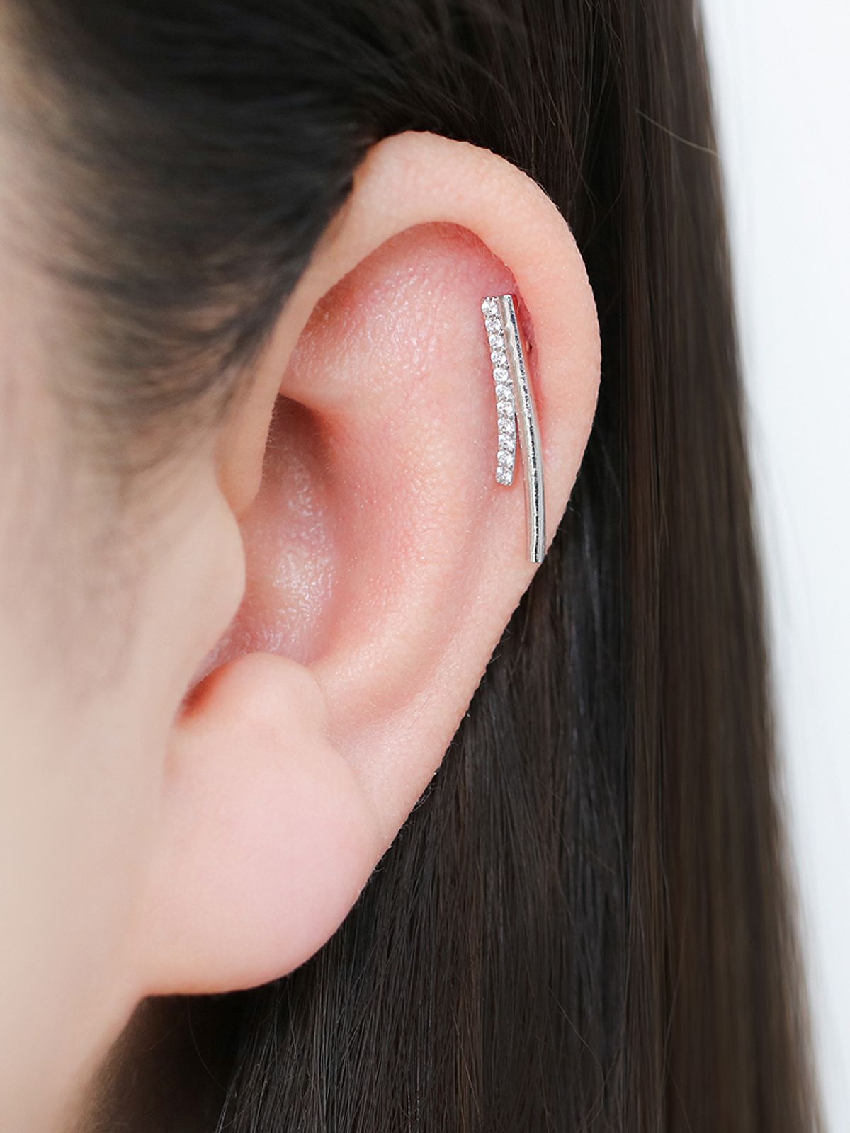 미니멀피어싱(MINIMALPIERCING) 두줄 커브 큐빅 써지컬 라블렛 피어싱