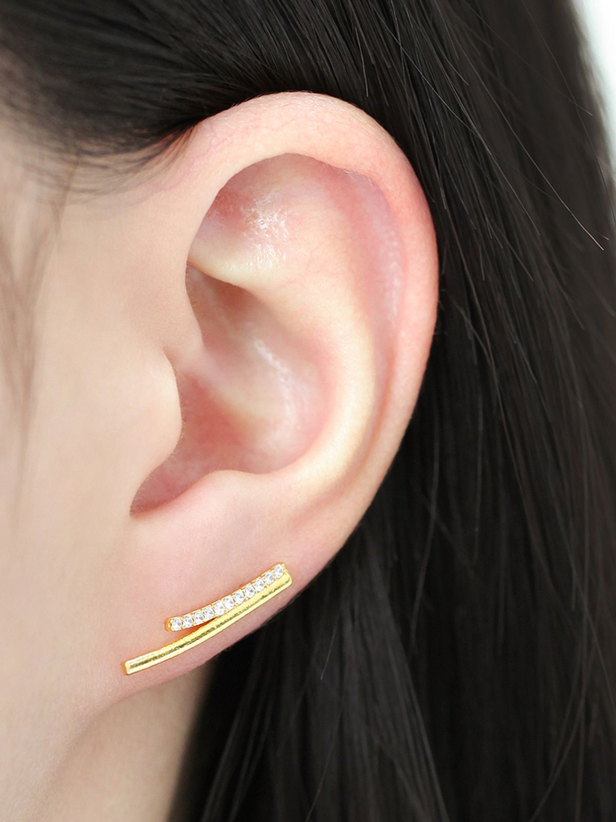 미니멀피어싱(MINIMALPIERCING) 두줄 커브 큐빅 써지컬 라블렛 피어싱