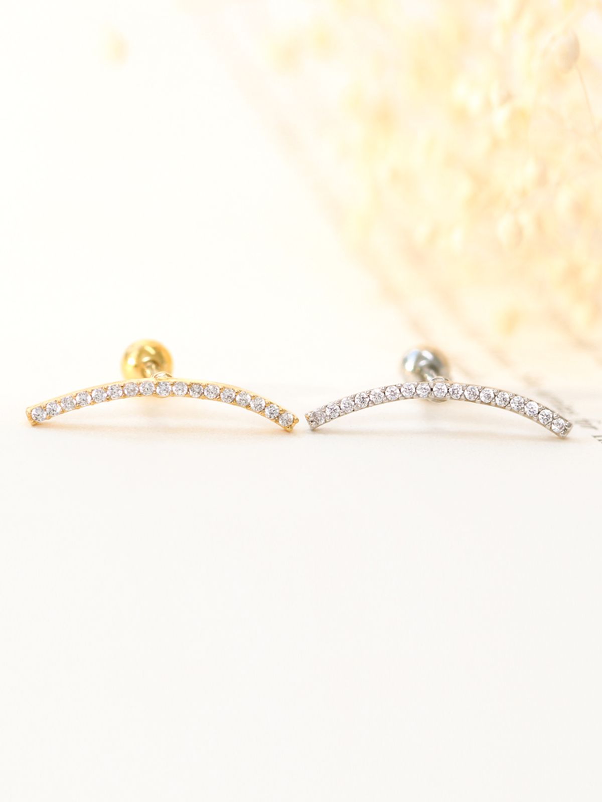 미니멀피어싱(MINIMALPIERCING) 슬림 커브 큐빅 써지컬 라블렛 피어싱 S,M
