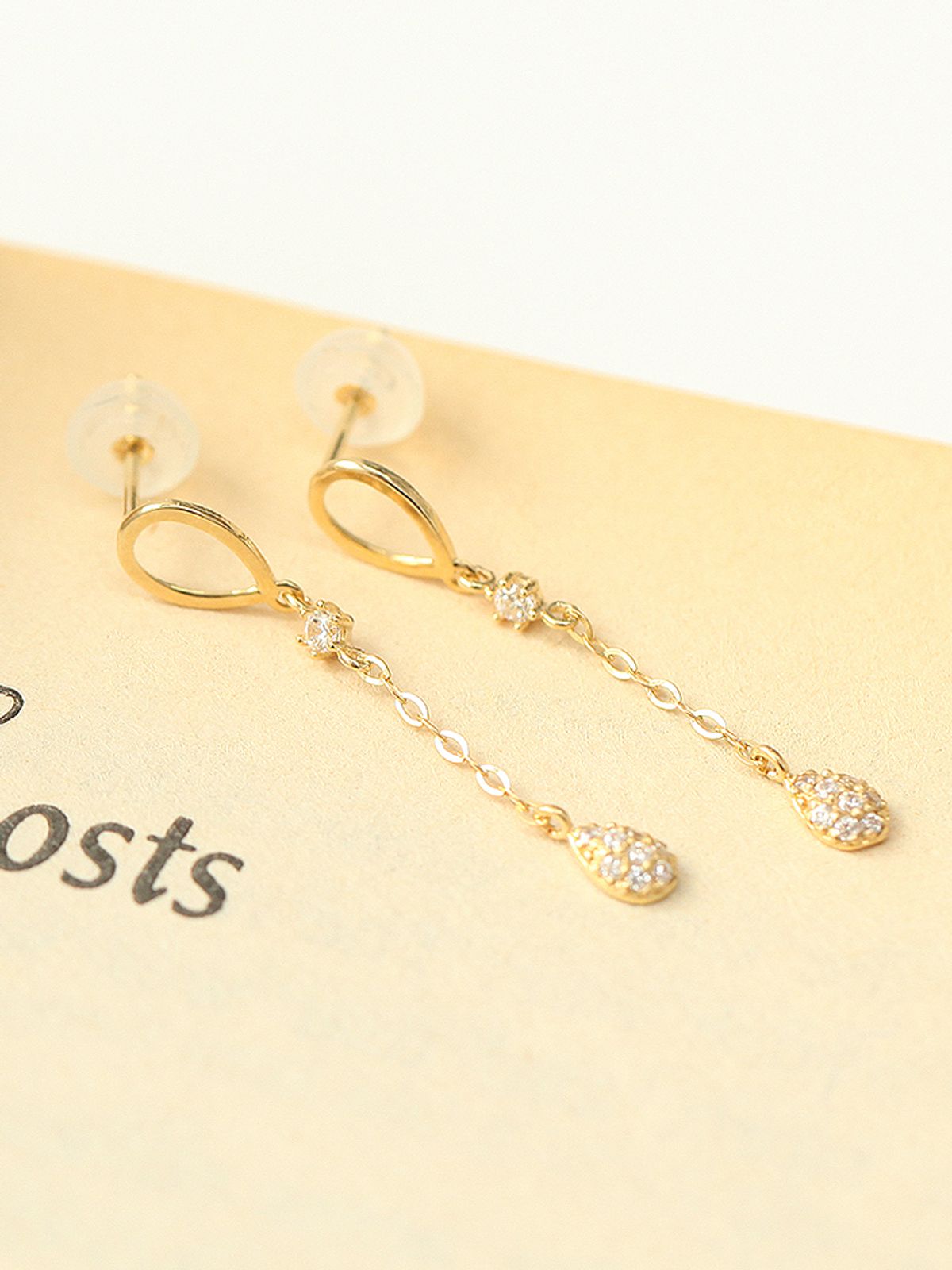 미니멀피어싱(MINIMALPIERCING) 14K 티어 드롭 큐빅 피어싱 귀걸이