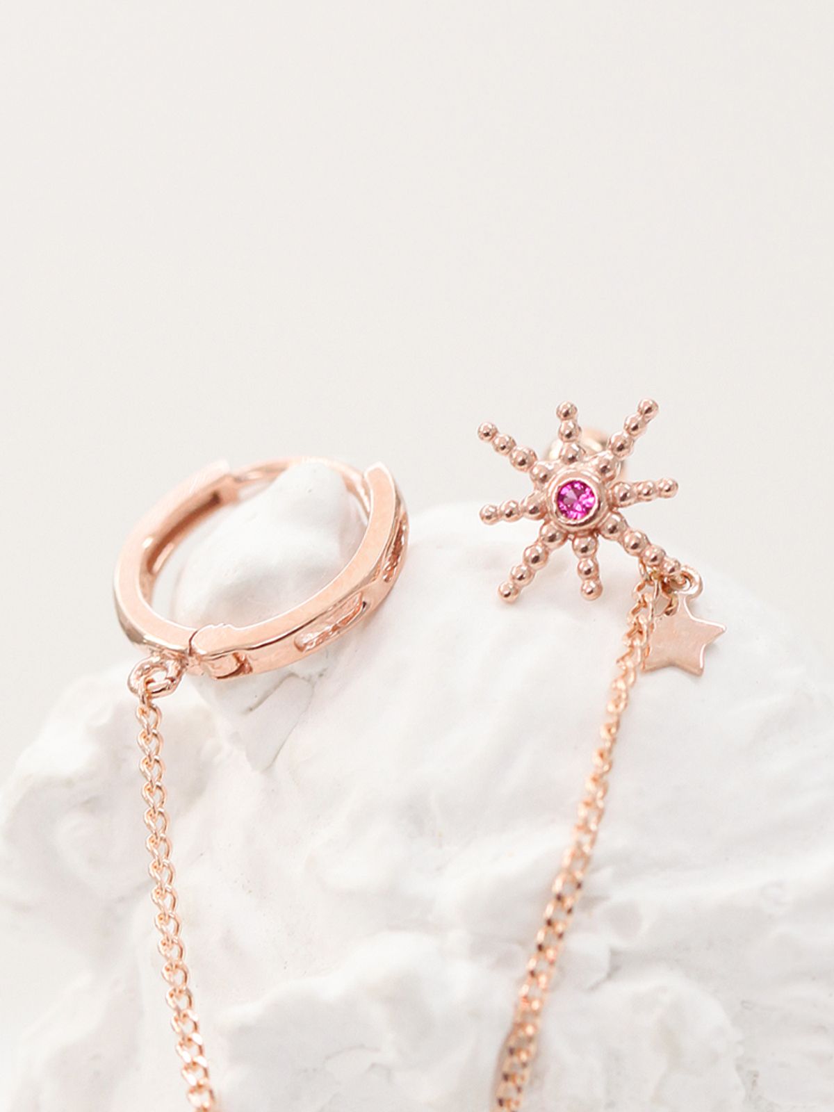 미니멀피어싱(MINIMALPIERCING) 14K 별 체인 링 피어싱 귀걸이