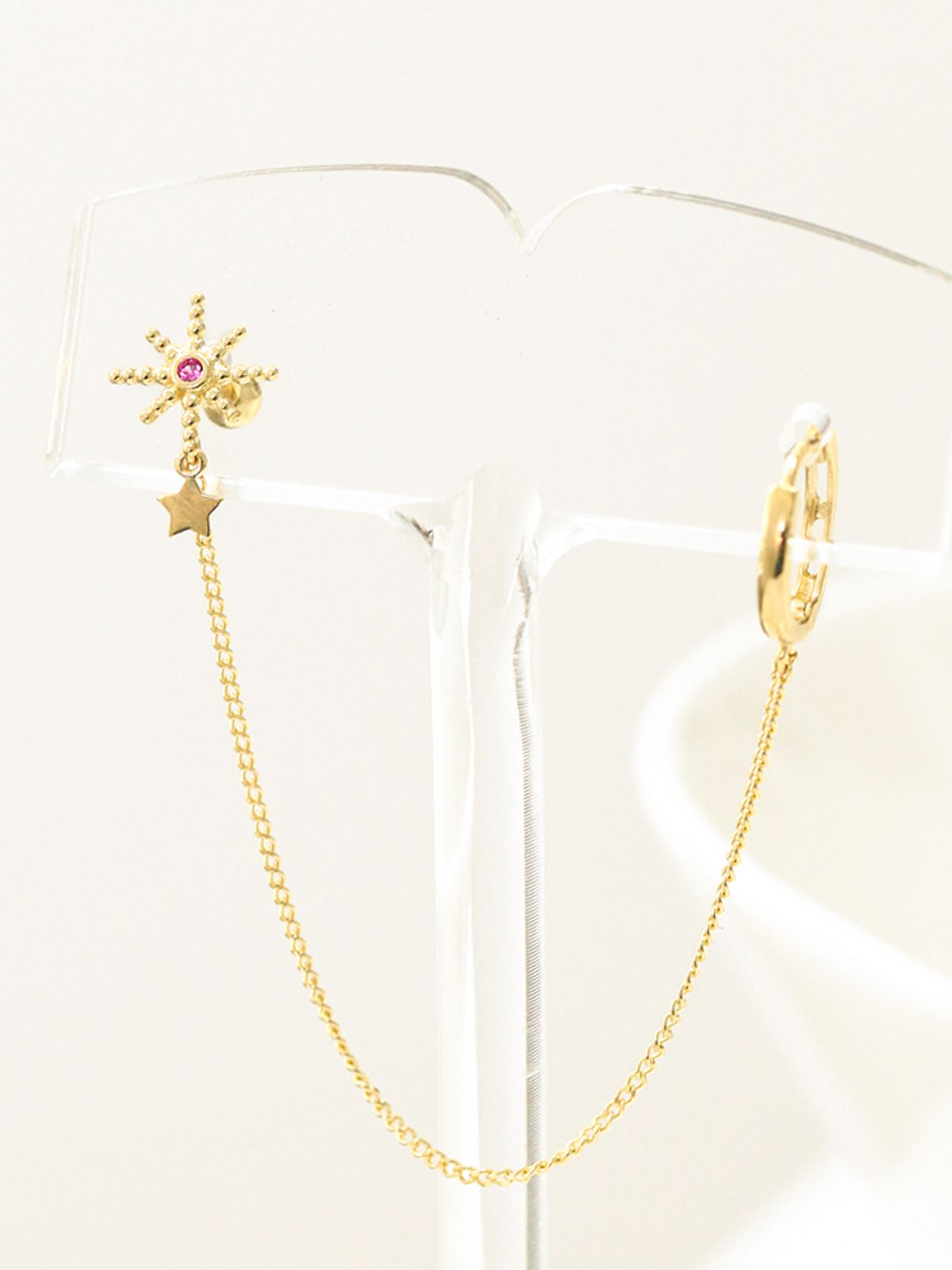미니멀피어싱(MINIMALPIERCING) 14K 별 체인 링 피어싱 귀걸이
