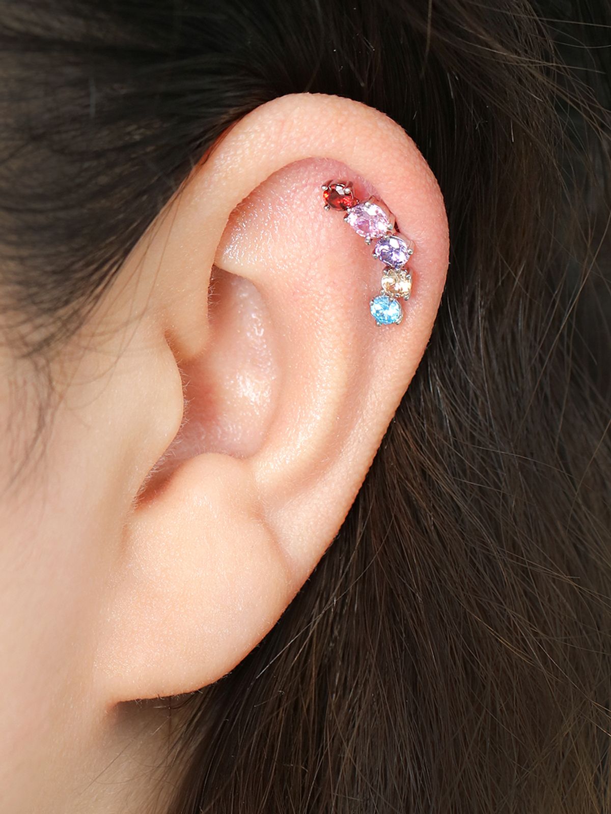 미니멀피어싱(MINIMALPIERCING) 컬러풀 커브 큐빅 써지컬 라블렛 피어싱