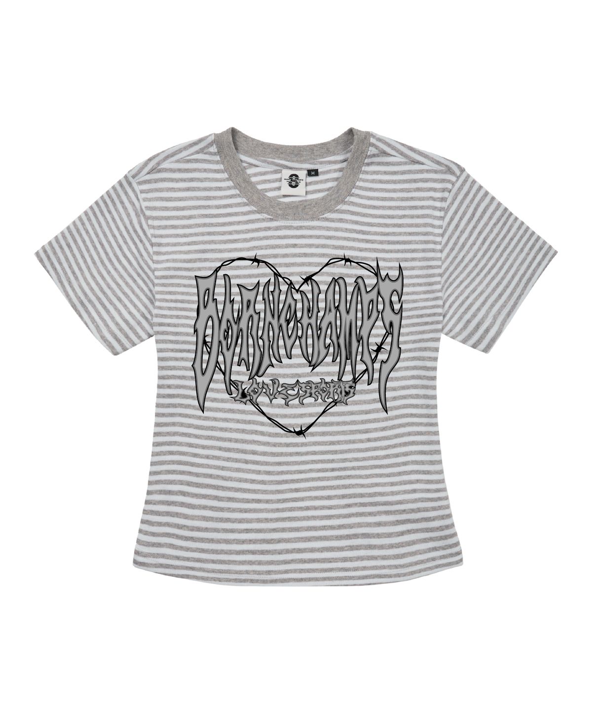 본챔스(BORN CHAMPS) [2 COLORS] THORNED HEARTS 여성 SHORT 스트라이프 반팔 B25ST64