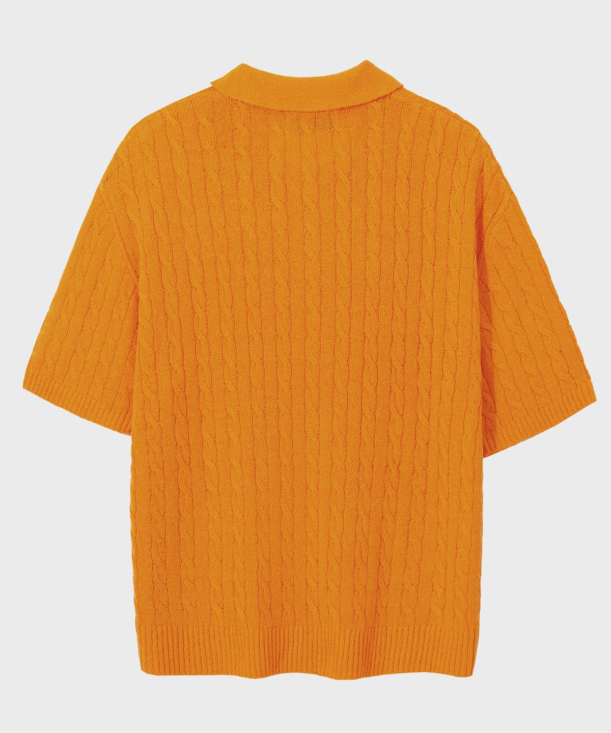 세컨모놀로그(SECONDMONO) 키홀 로고 케이블 카라 하프 니트 [ORANGE]_SEKT024ORANGE