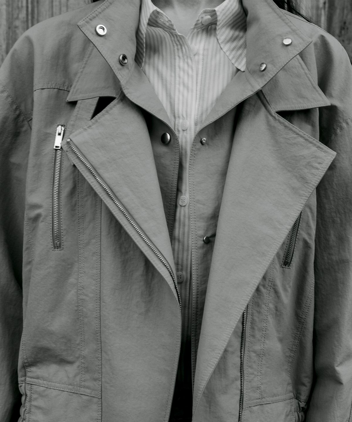 리이(RE RHEE) BIKER COTTON-BLEND JACKET OLIVE
