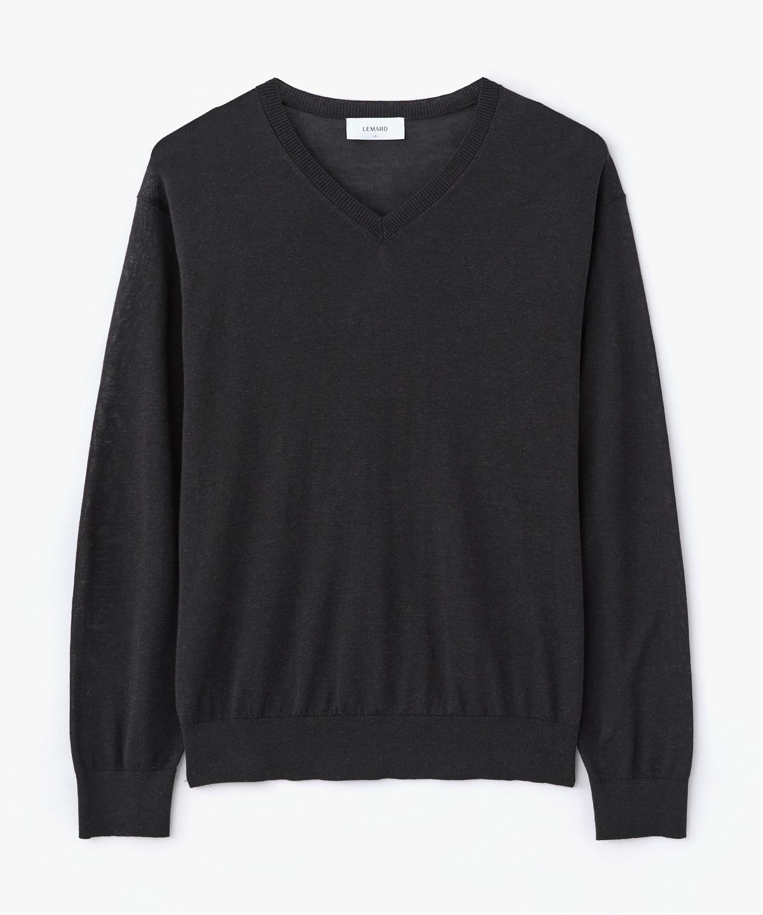 MUSINSA | LEMARD Linen V-neck Knit - CHARCOAL