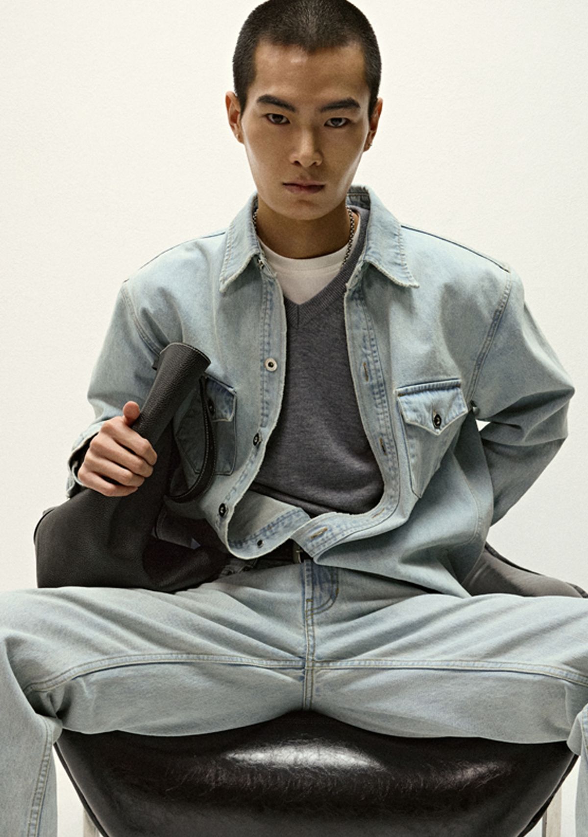 세비지(SAVAGE) Denim Shaket - Light Blue