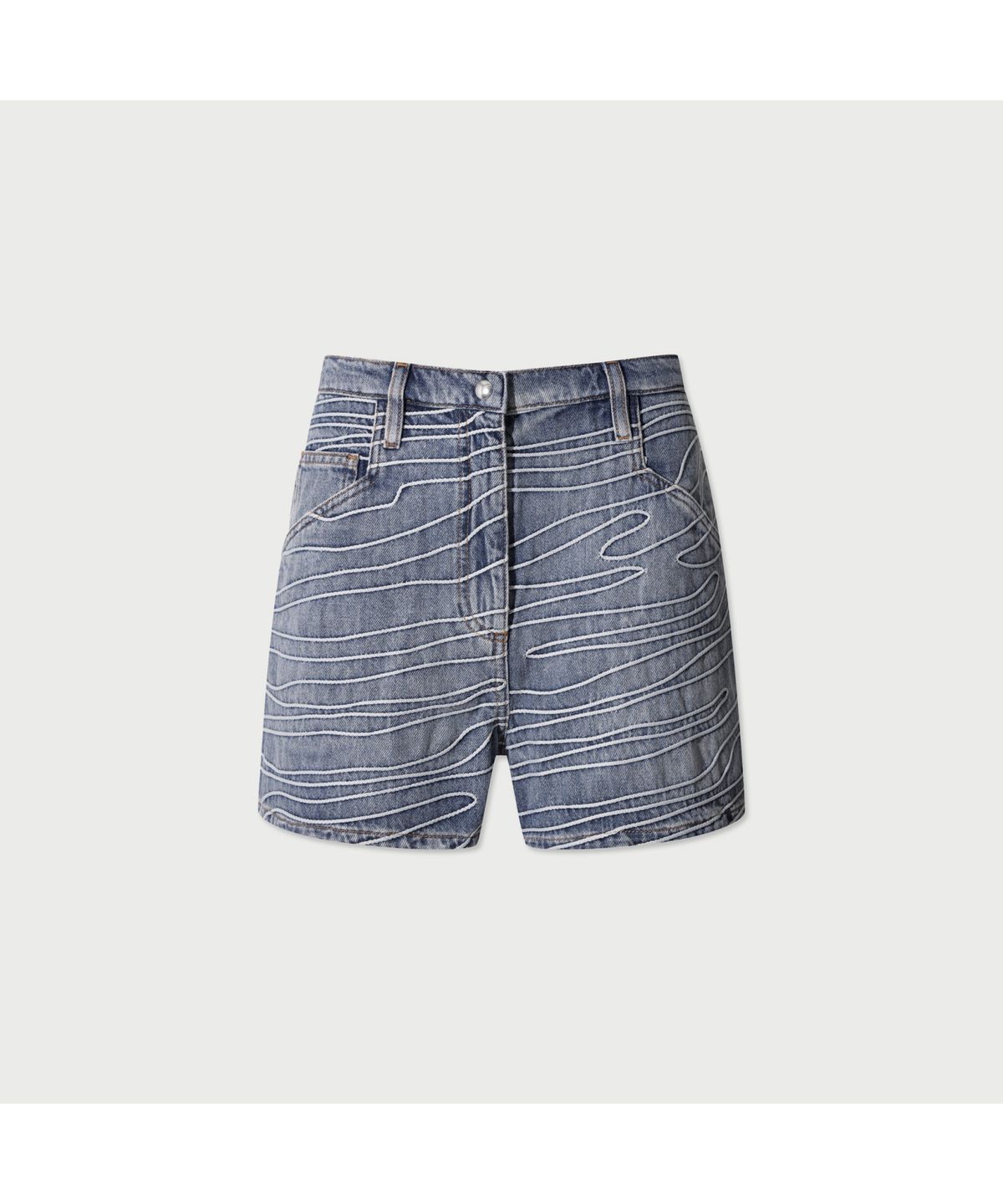 이로 우먼(IROWOMEN) VINY 패턴 데님 쇼츠 - Blue Pattern