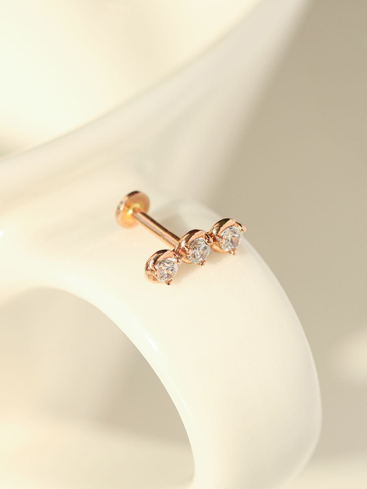미니멀피어싱(MINIMALPIERCING) 14K 인터널 트리오 큐빅 라블렛 피어싱