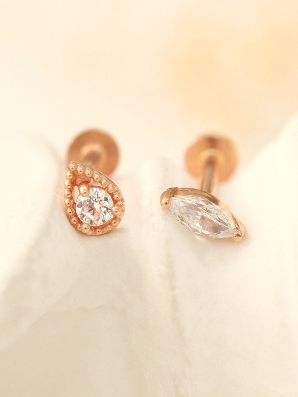 미니멀피어싱(MINIMALPIERCING) 14K 인터널 미니 큐빅 라블렛 피어싱 3종