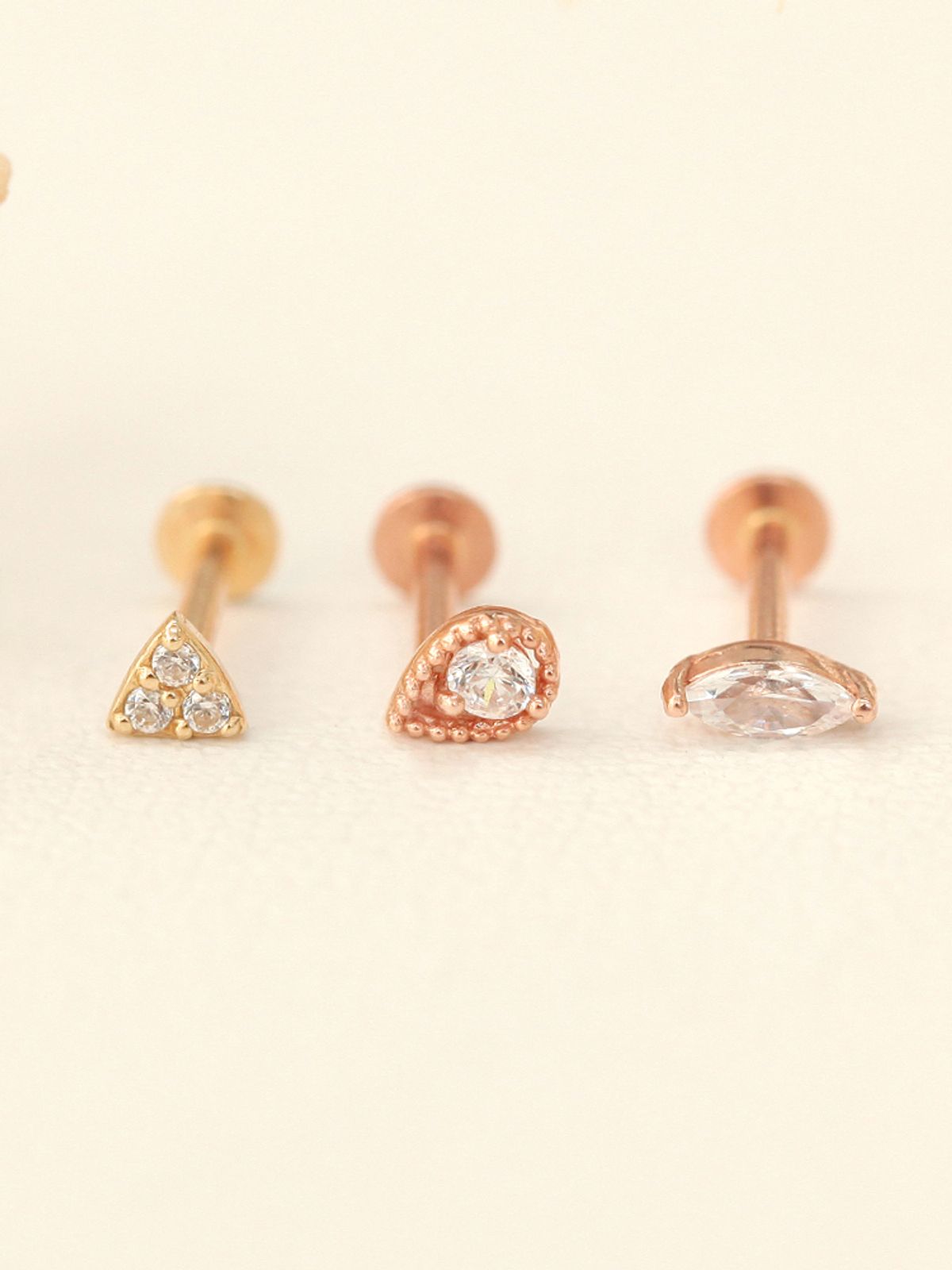 미니멀피어싱(MINIMALPIERCING) 14K 인터널 미니 큐빅 라블렛 피어싱 3종