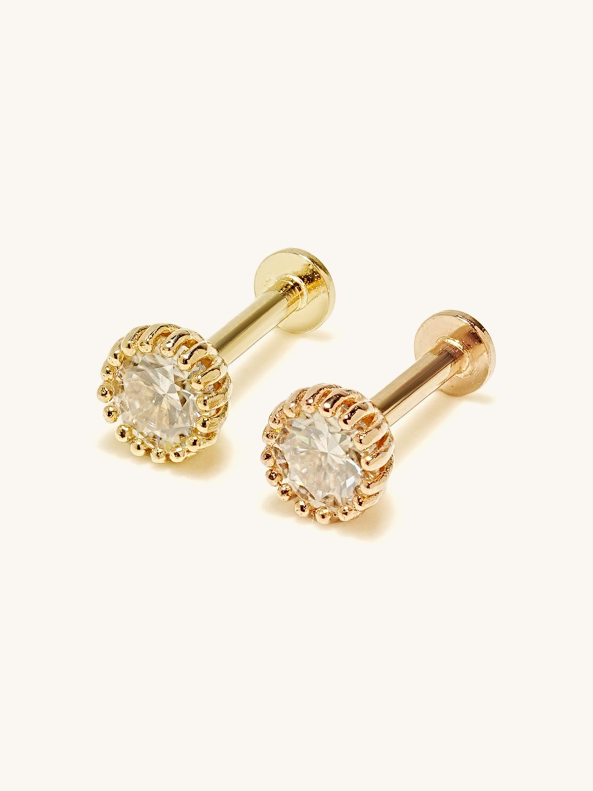 미니멀피어싱(MINIMALPIERCING) [1mm/1.2mm]14K 인터널 모이사나이트 다이아 에코 라블렛 피어싱