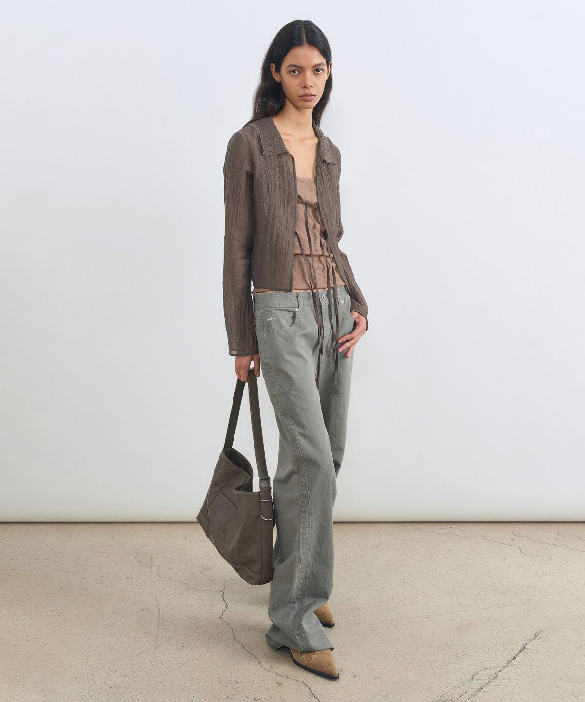 인사일런스 우먼(INSILENCE WOMEN) 스트레이트 컬러 데님 KHAKI GREY