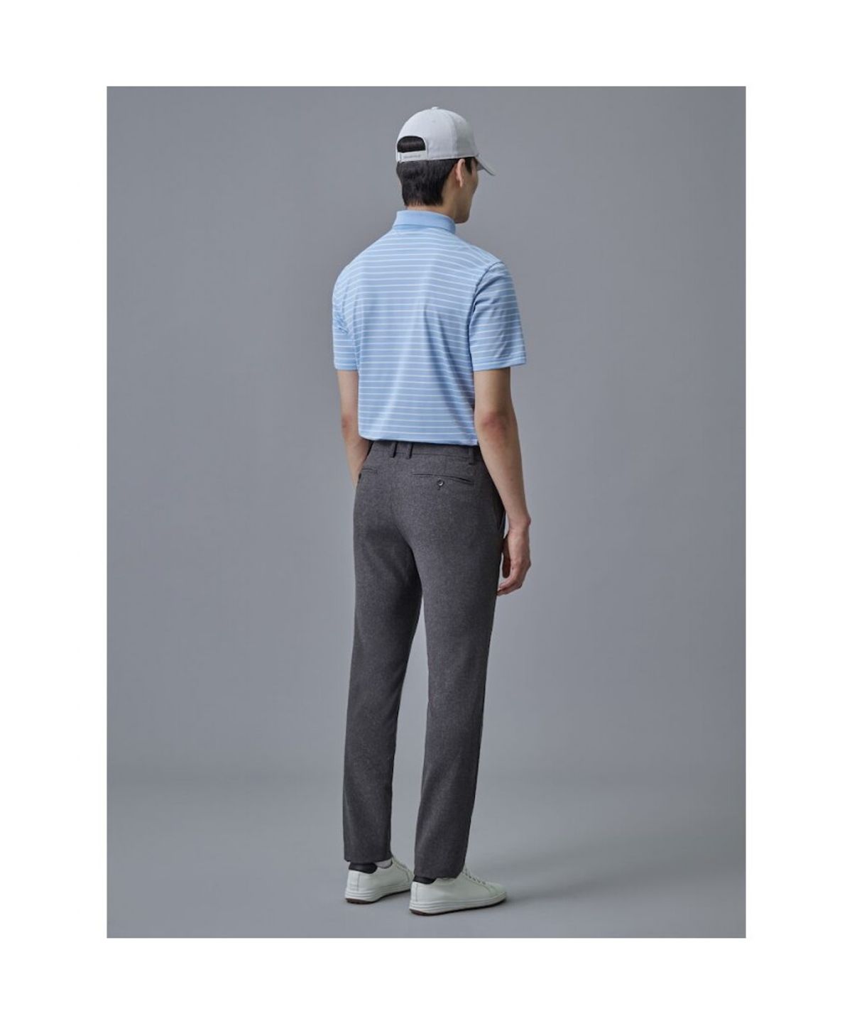 빈폴골프(BEANPOLE GOLF) 남성 냉감 잔스트라이프 반팔 티셔츠 - 스카이 블루