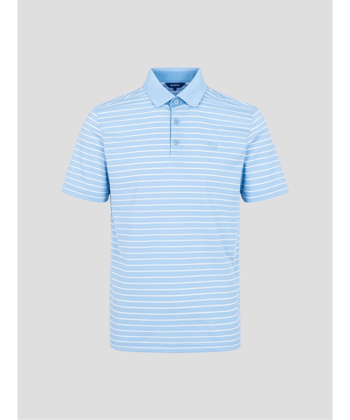 빈폴골프(BEANPOLE GOLF) 남성 냉감 잔스트라이프 반팔 티셔츠 - 스카이 블루