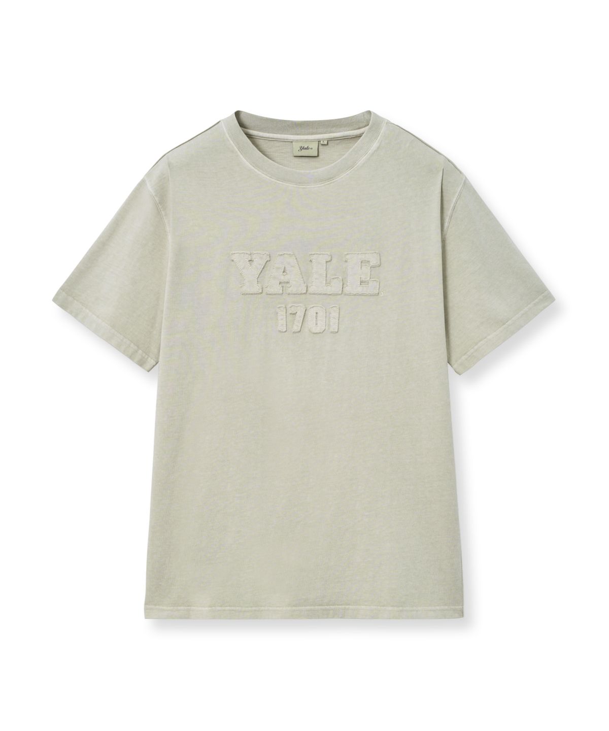 예일(YALE) 피그먼트 아플리케 티셔츠_아이보리