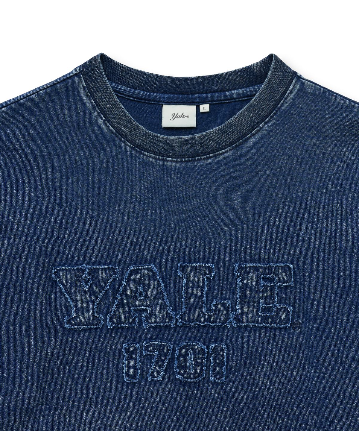 예일(YALE) 피그먼트 아플리케 티셔츠_네이비