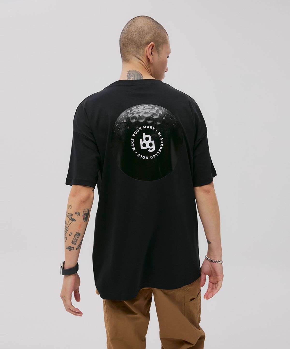 블랙볼드(BLACKBALLED) bbg 골프공 로고 반팔 티셔츠 BLACK