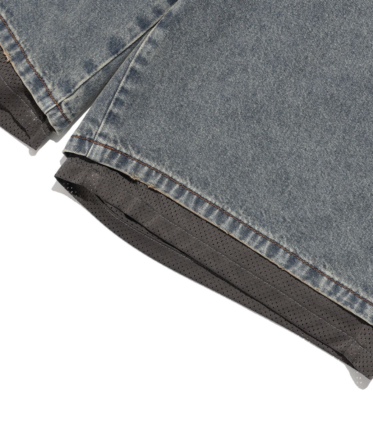 나이스고스트클럽(NICEGHOSTCLUB) LAYERED MESH DENIM SHORTS_BLUE(NG2FMUPA62A)
