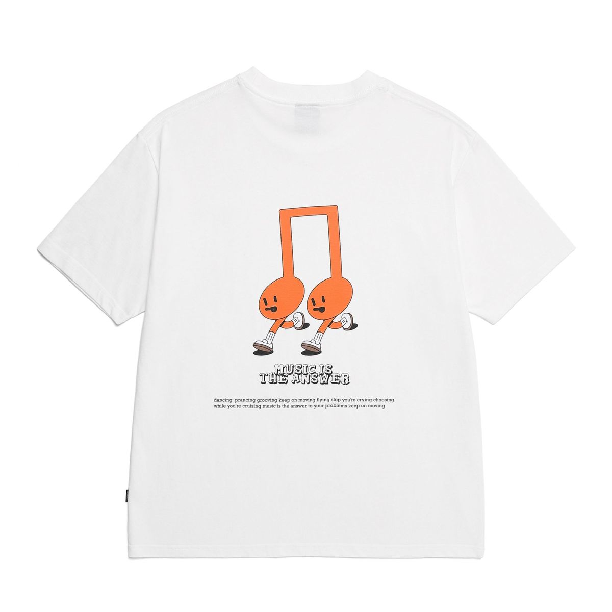 바쥬비쥬(BAJOO BIJOO) MUSICAL NOTE GRAPHIC T-SHIRT  [WHITE-ORANGE]