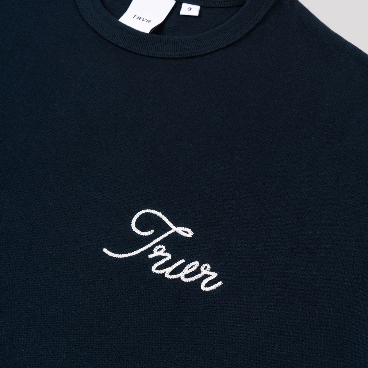 티알브이알(TRVR) Short Sleeve Chain Stitch Navy