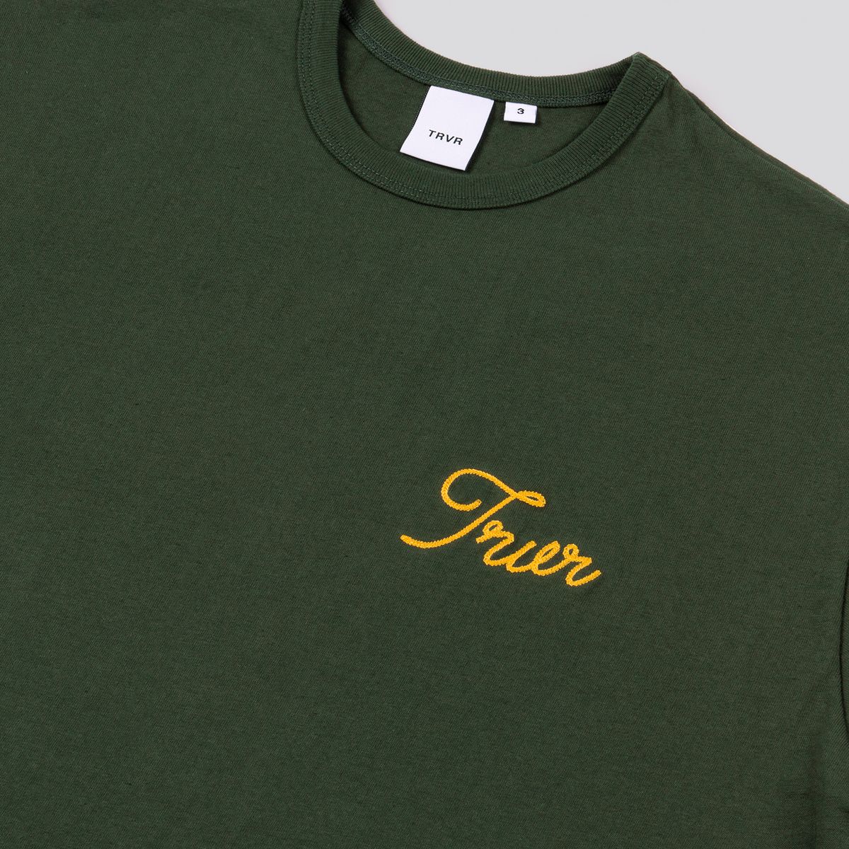 티알브이알(TRVR) Short Sleeve Chain Stitch Deep Green