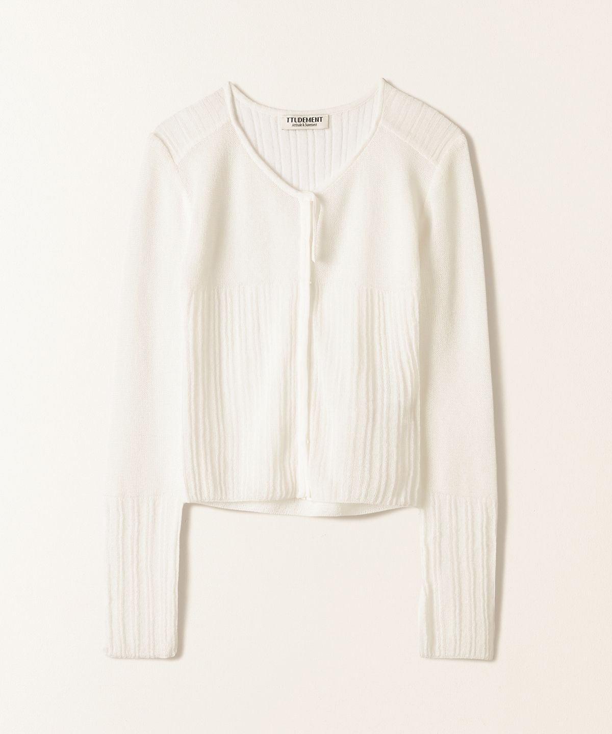 튜드먼트(TTUDEMENT) SHEER RIB CARDIGAN IVORY