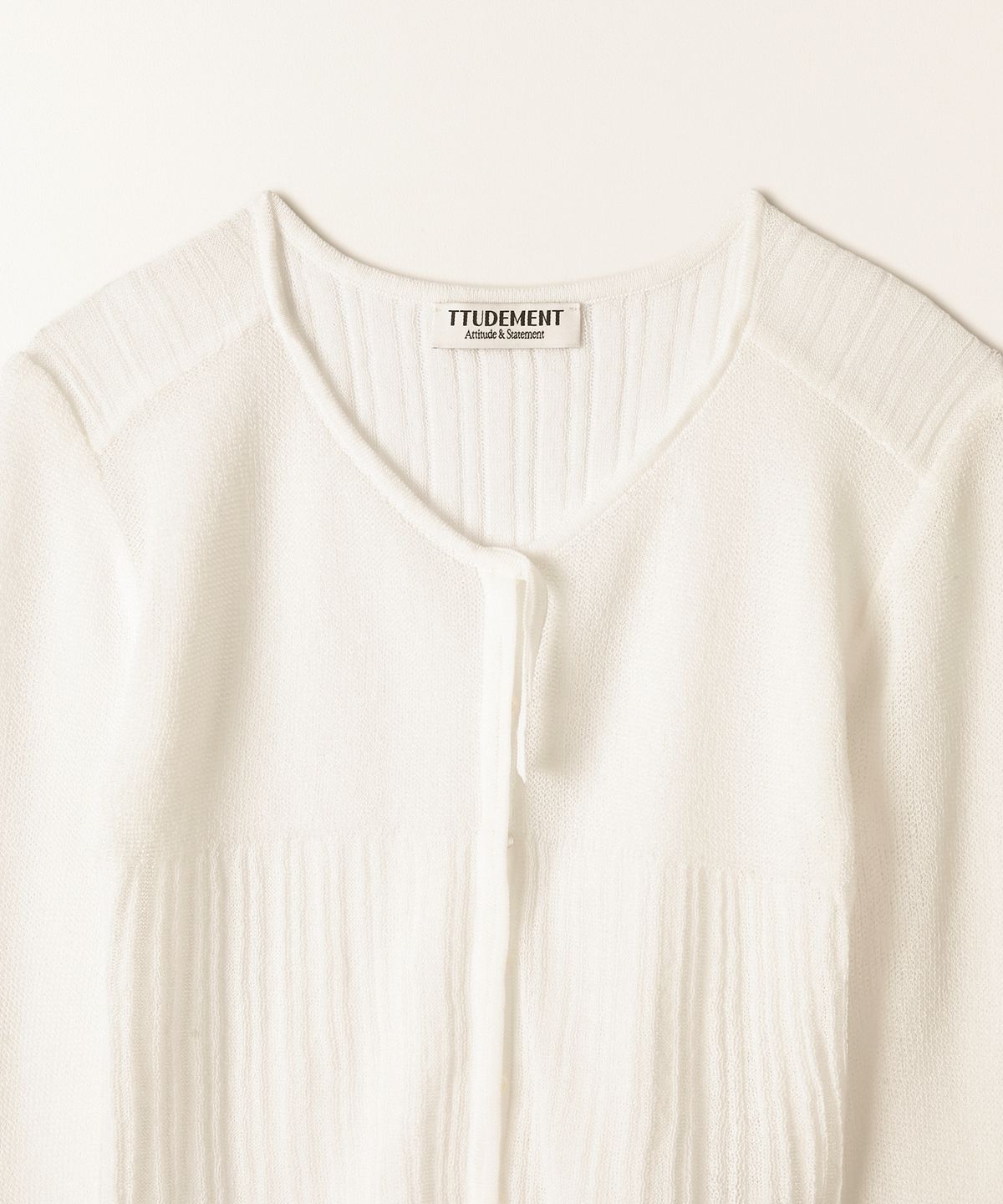 튜드먼트(TTUDEMENT) SHEER RIB CARDIGAN IVORY