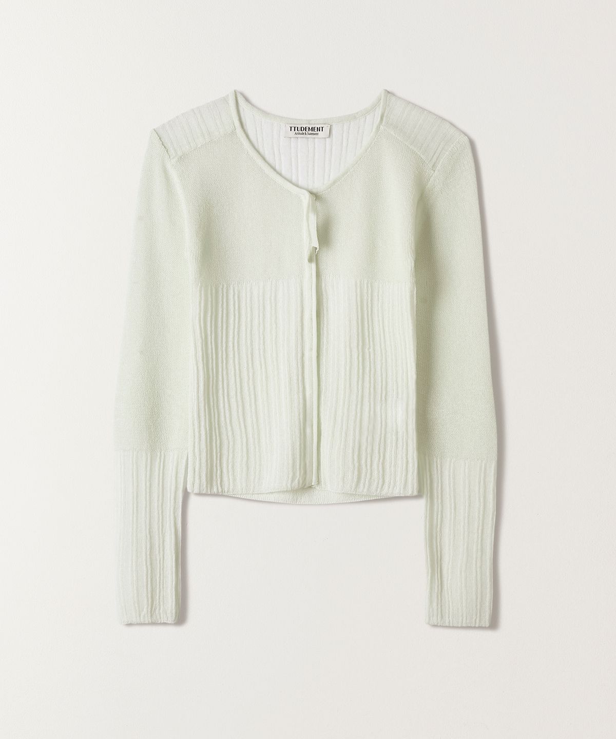 튜드먼트(TTUDEMENT) SHEER RIB CARDIGAN MINT