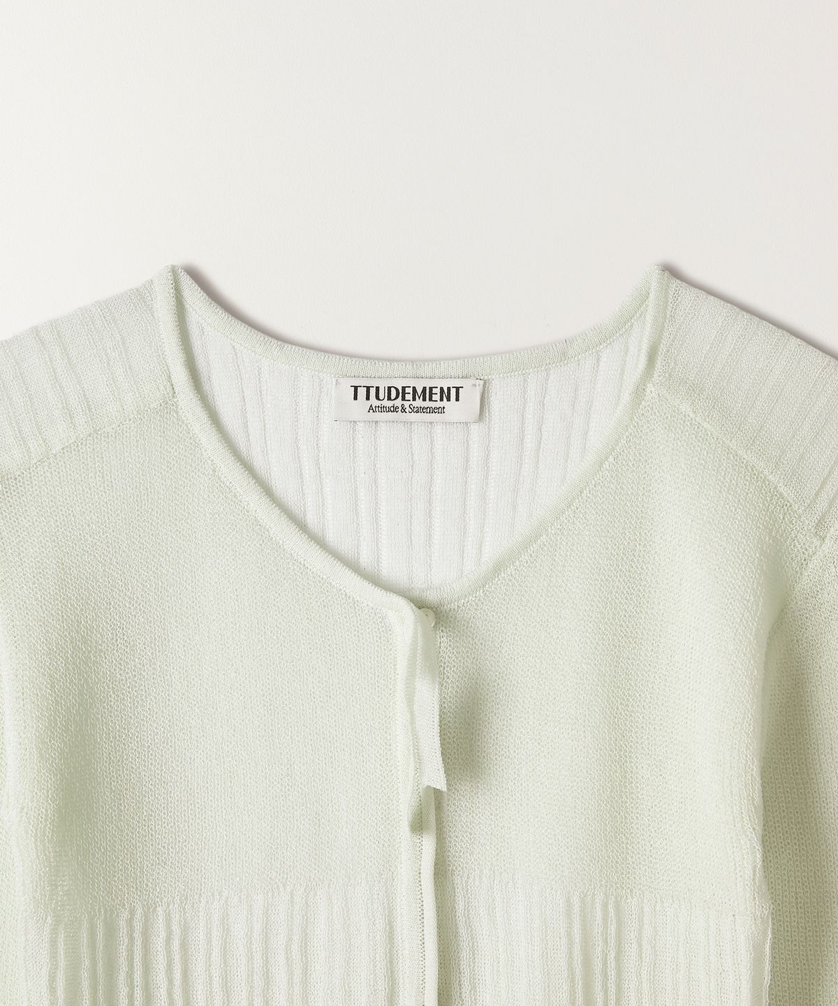 튜드먼트(TTUDEMENT) SHEER RIB CARDIGAN MINT