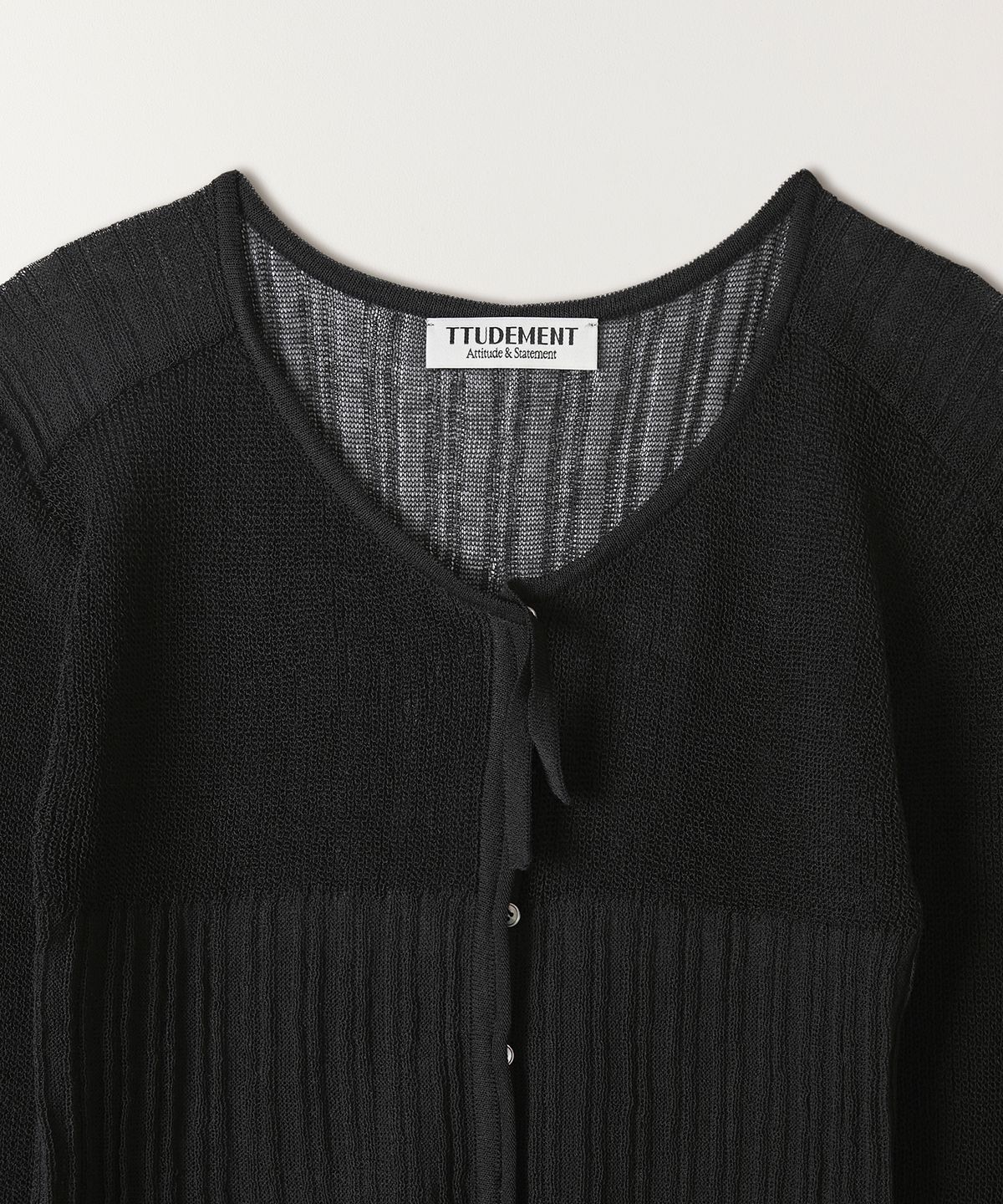 튜드먼트(TTUDEMENT) SHEER RIB CARDIGAN CHARCOAL