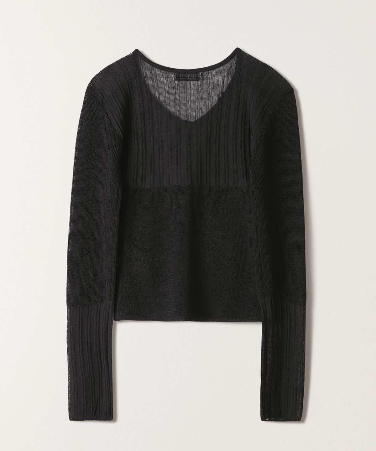 튜드먼트(TTUDEMENT) SHEER RIB CARDIGAN CHARCOAL
