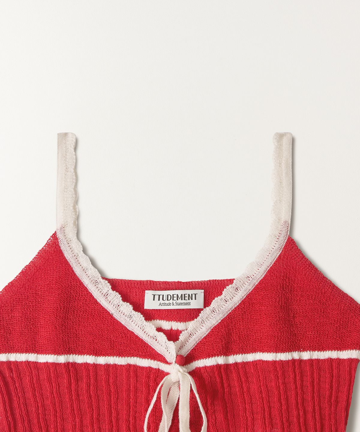 튜드먼트(TTUDEMENT) RIBBON KNIT BUSTIER RED