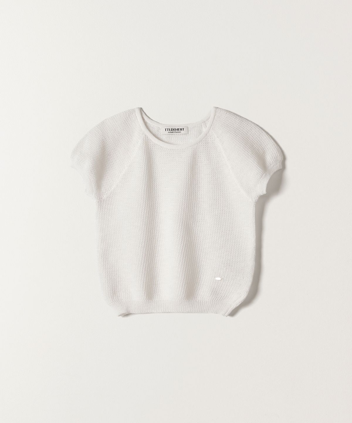 튜드먼트(TTUDEMENT) PUFF SLEEVE ROUND NECK KNIT TOP WHITE