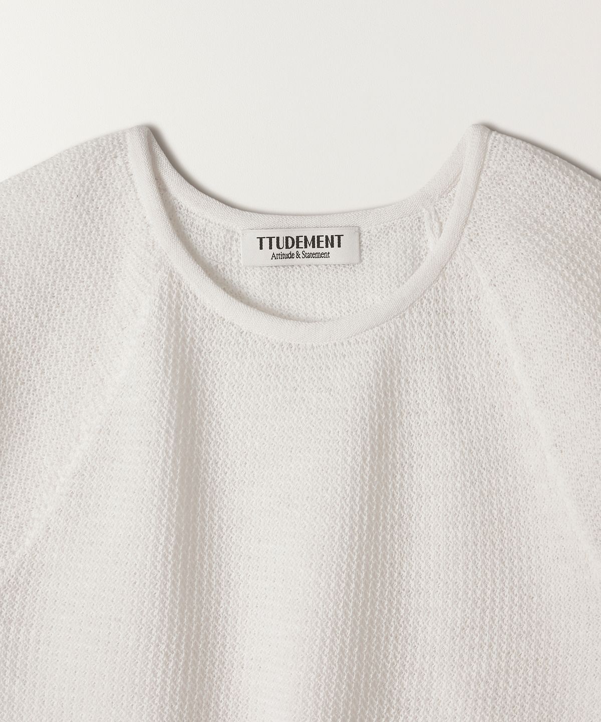 튜드먼트(TTUDEMENT) PUFF SLEEVE ROUND NECK KNIT TOP WHITE