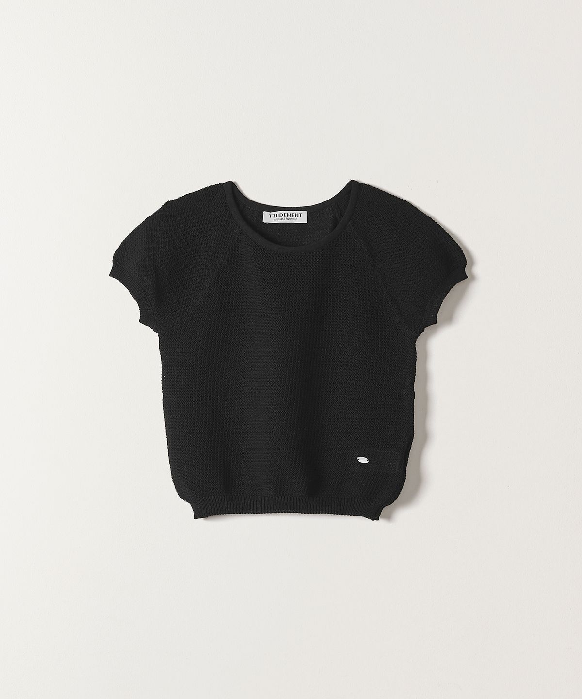 튜드먼트(TTUDEMENT) PUFF SLEEVE ROUND NECK KNIT TOP BLACK