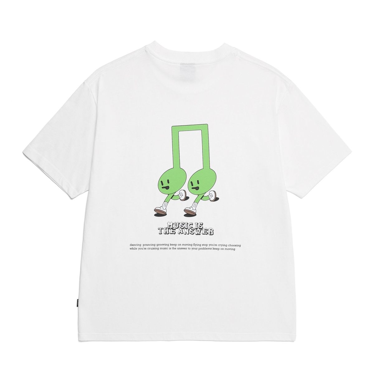 바쥬비쥬(BAJOO BIJOO) MUSICAL NOTE GRAPHIC T-SHIRT  [WHITE-GREEN]