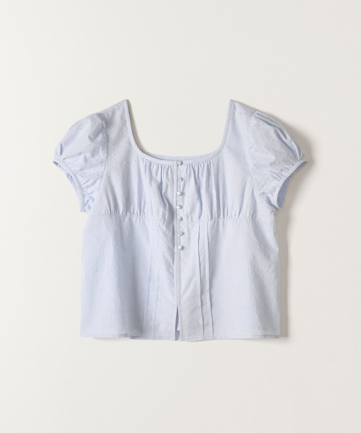튜드먼트(TTUDEMENT) POLKA DOT PUFF SLEEVE BLOUSE LIGHT BLUE