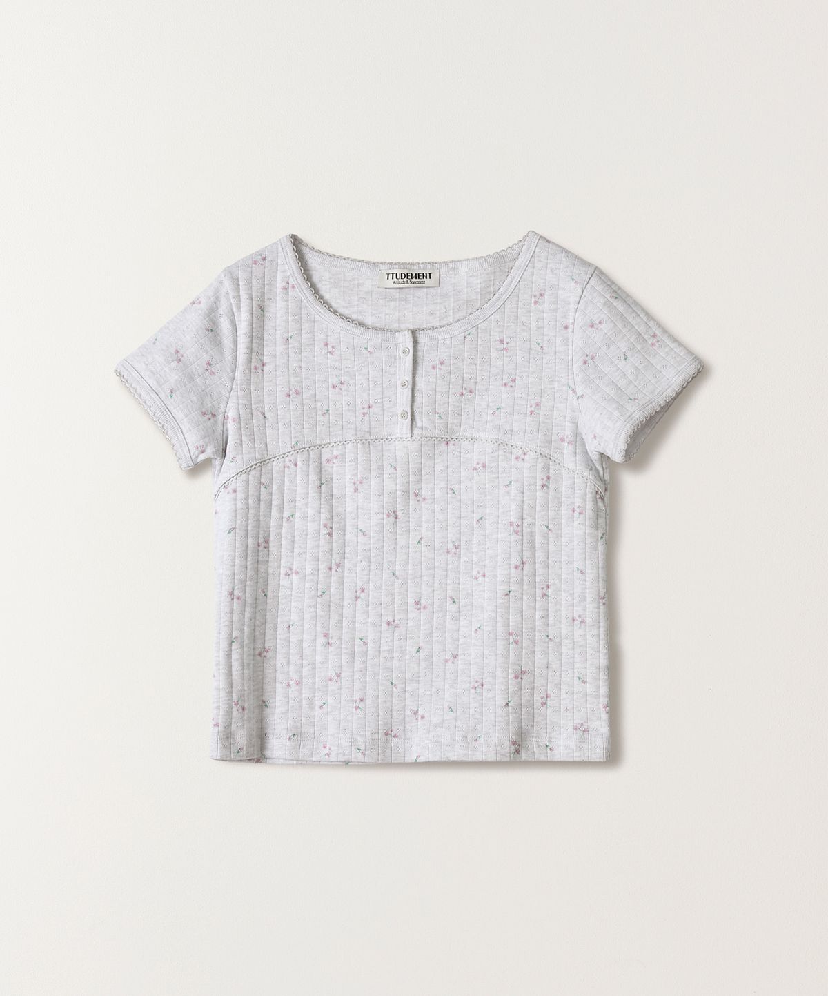 튜드먼트(TTUDEMENT) BLOOMING FLOWER TEE MELANGE GREY