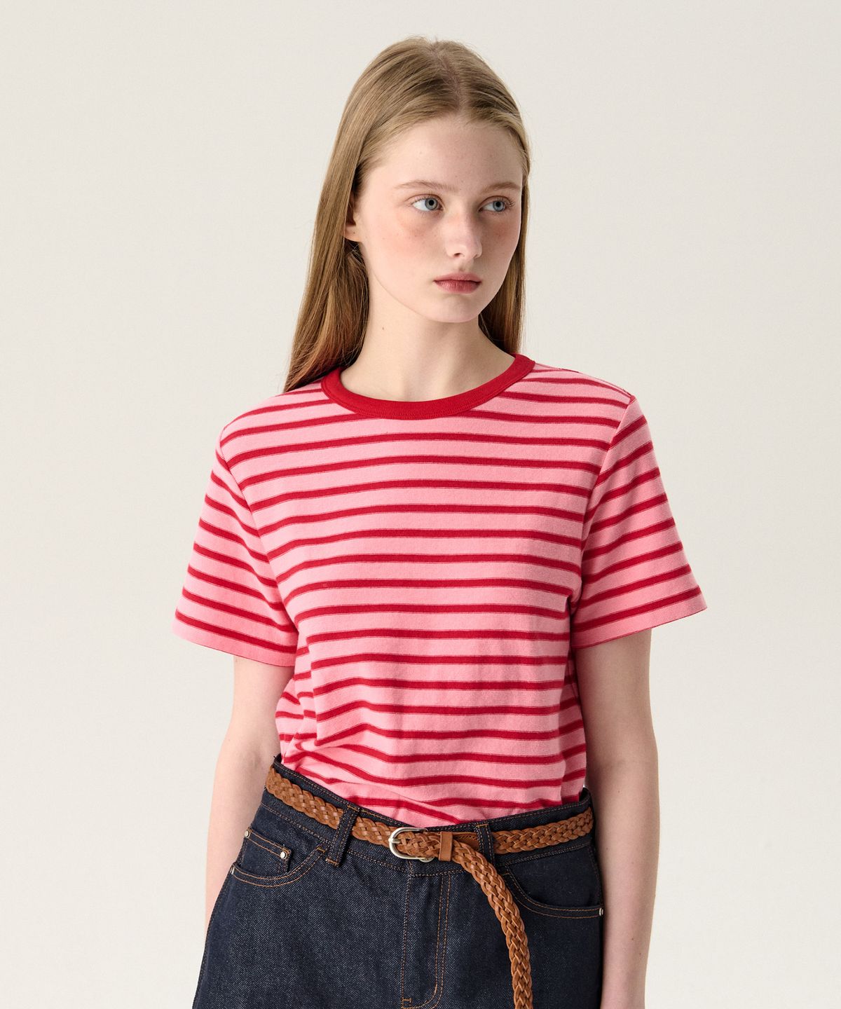 튜드먼트(TTUDEMENT) MULTI STRIPED T-SHIRT RED