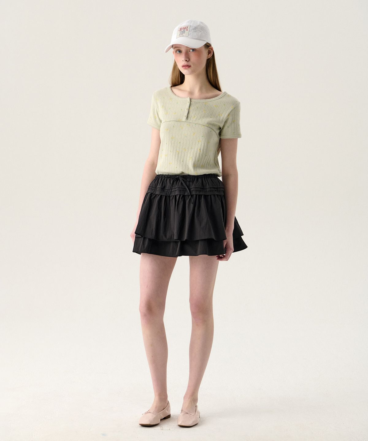 튜드먼트(TTUDEMENT) SHIRRING MINI SKIRT BLACK