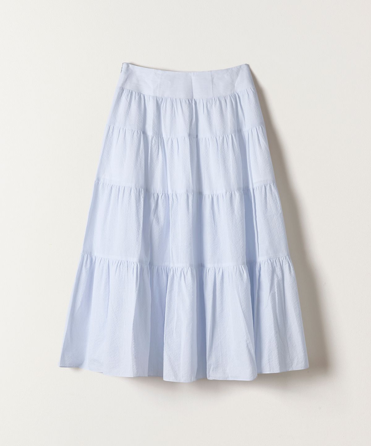 튜드먼트(TTUDEMENT) TIERED LONG SKIRT L.BLUE STRIPE